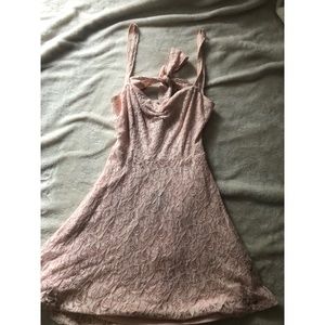 Lace dress, sweetheart neckline, open back design